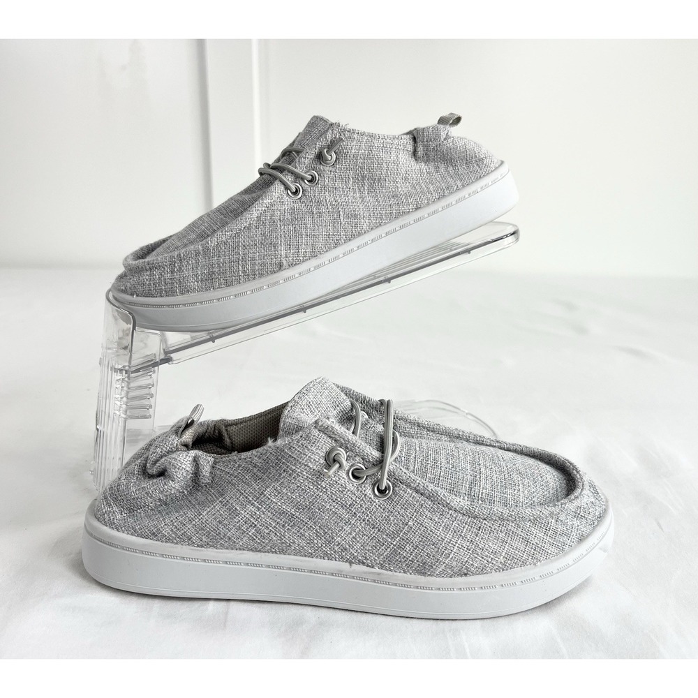 Solemates Men's 8 Gray Canvas Moc Toe Slip On Loafers Lightweight Deck Shoes